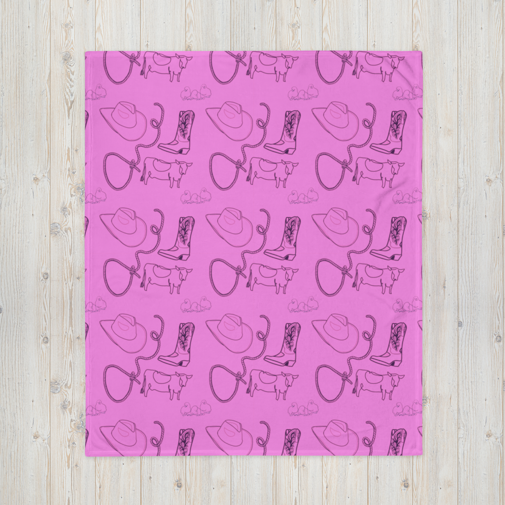 Pink Cowpoke Throw Blanket