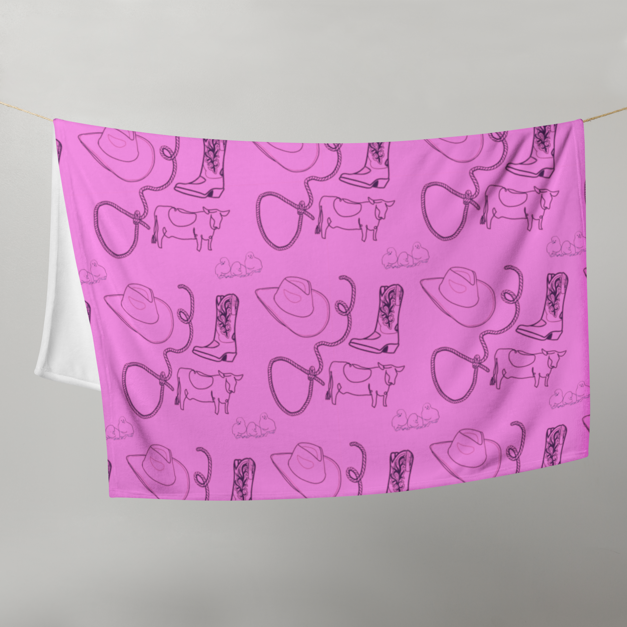 Pink Cowpoke Throw Blanket