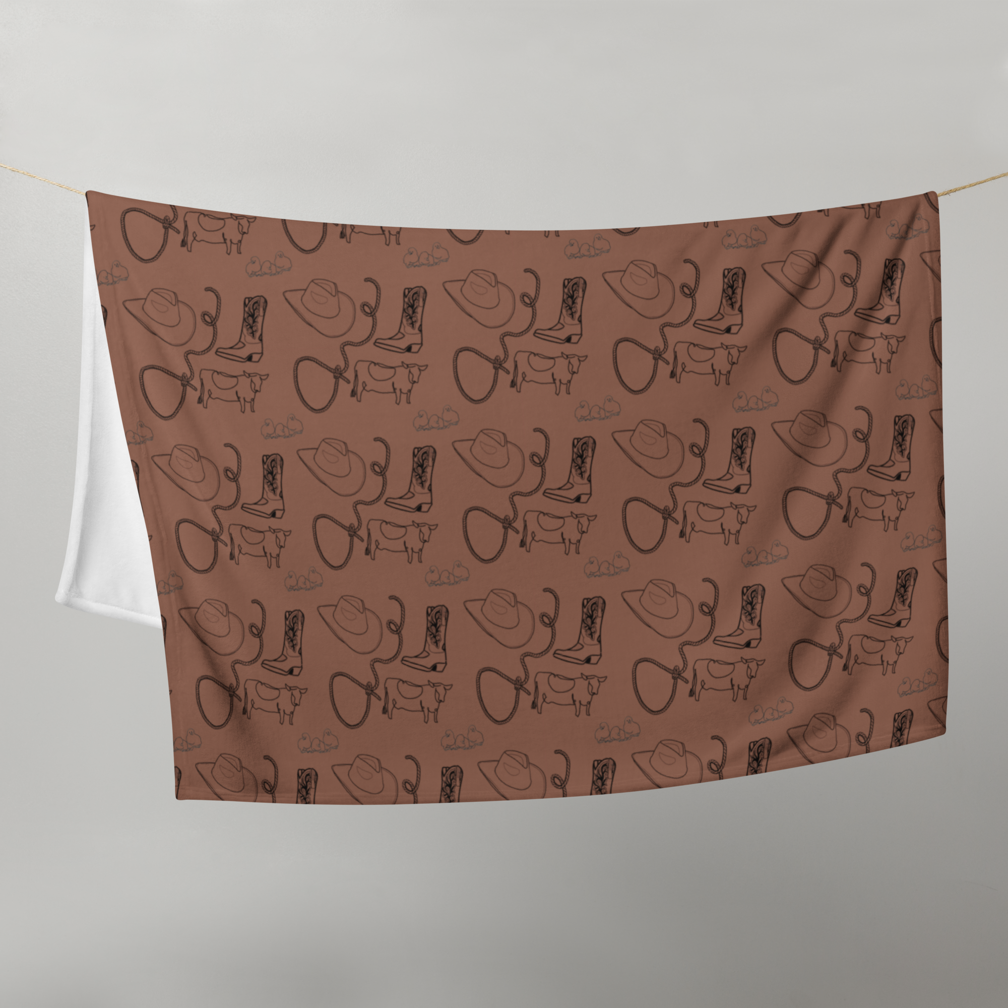 Brown Cowpoke Throw Blanket