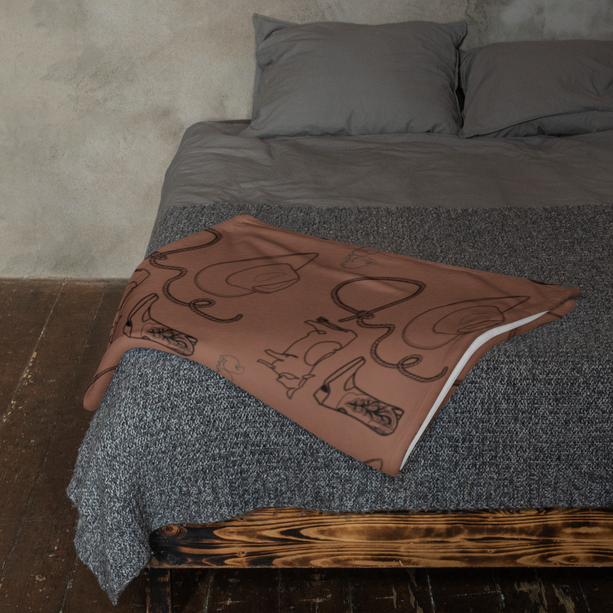 Brown Cowpoke Throw Blanket