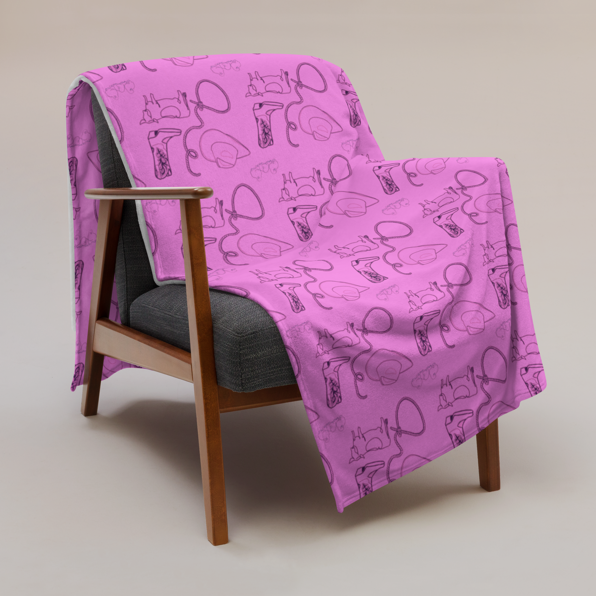 Pink Cowpoke Throw Blanket