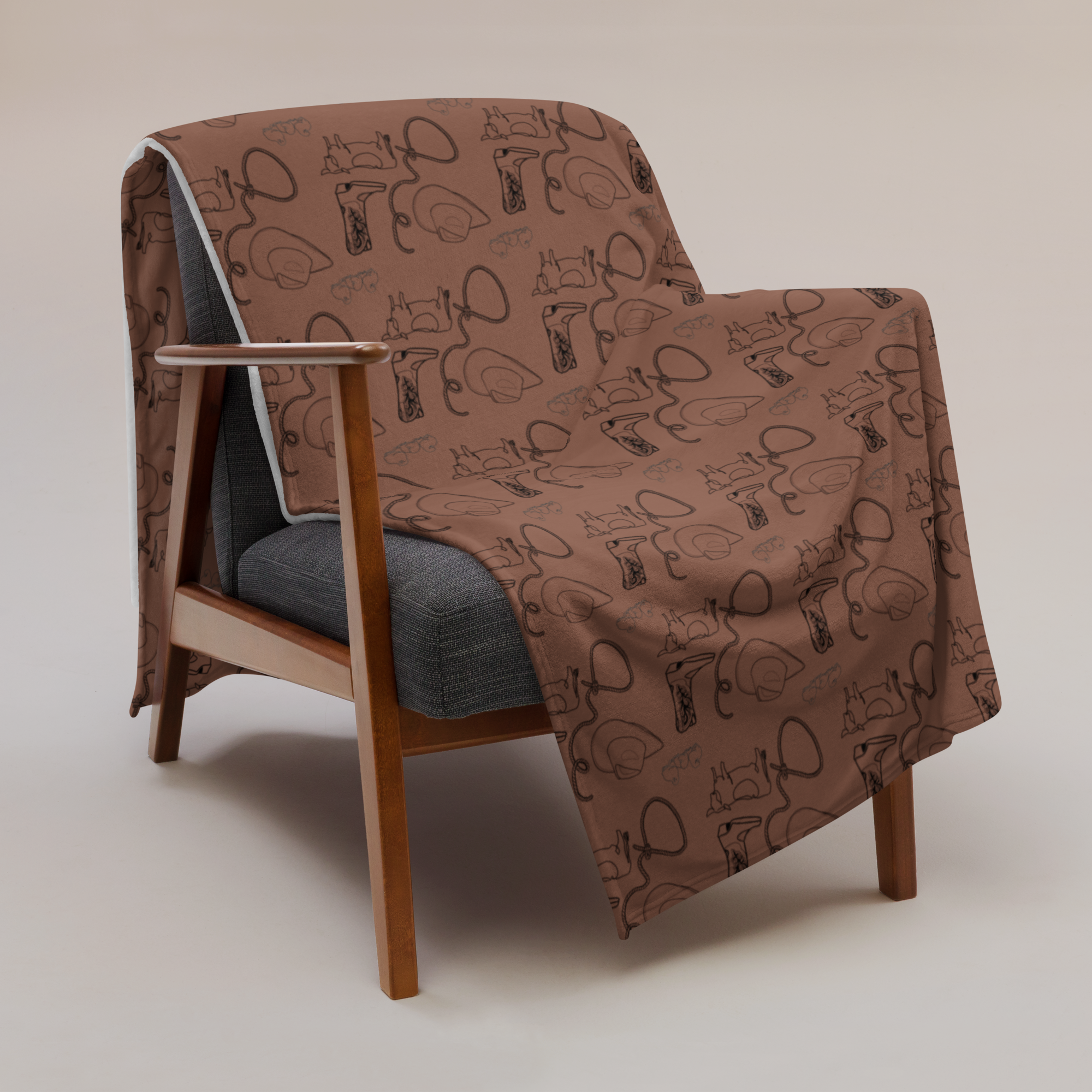 Brown Cowpoke Throw Blanket