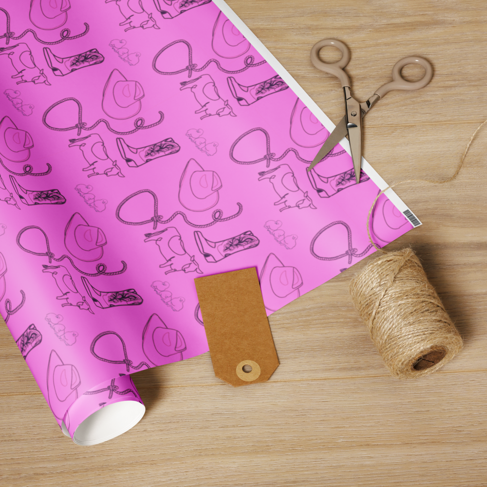 Pink Cowpoke Gift Wrap